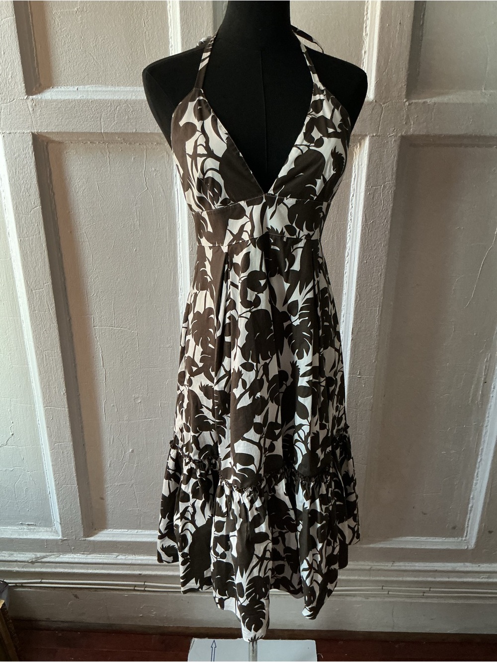 kate spade Brown and White Floral New York Halter Dress
